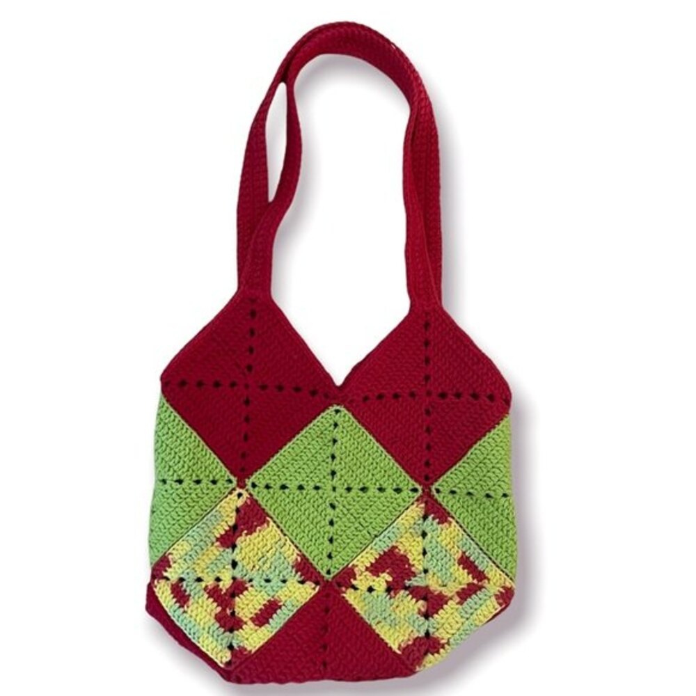 Grandma Crotchet Squares  Afghan Bucket Bag